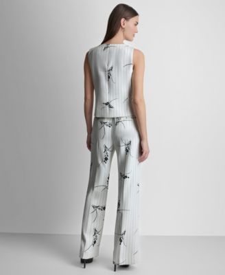 Women's Pinstripe V-Neck Sleeveless Vest