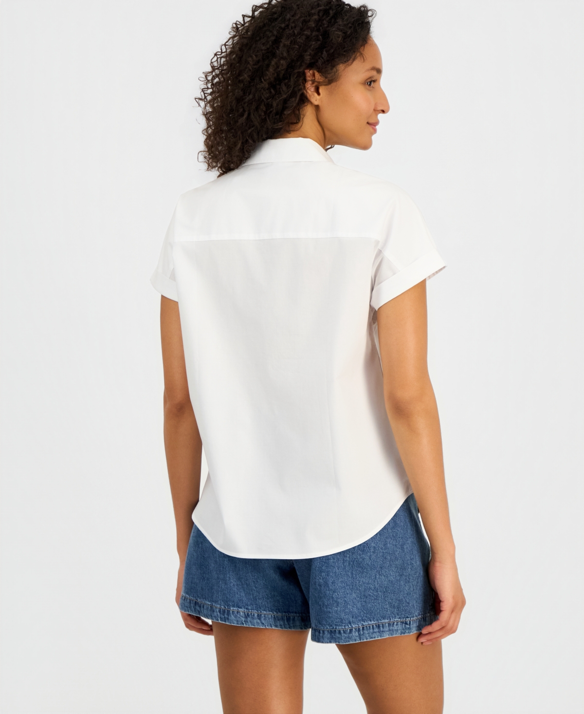 Nautica Women's Cotton Drop-Shoulder Camp Shirt