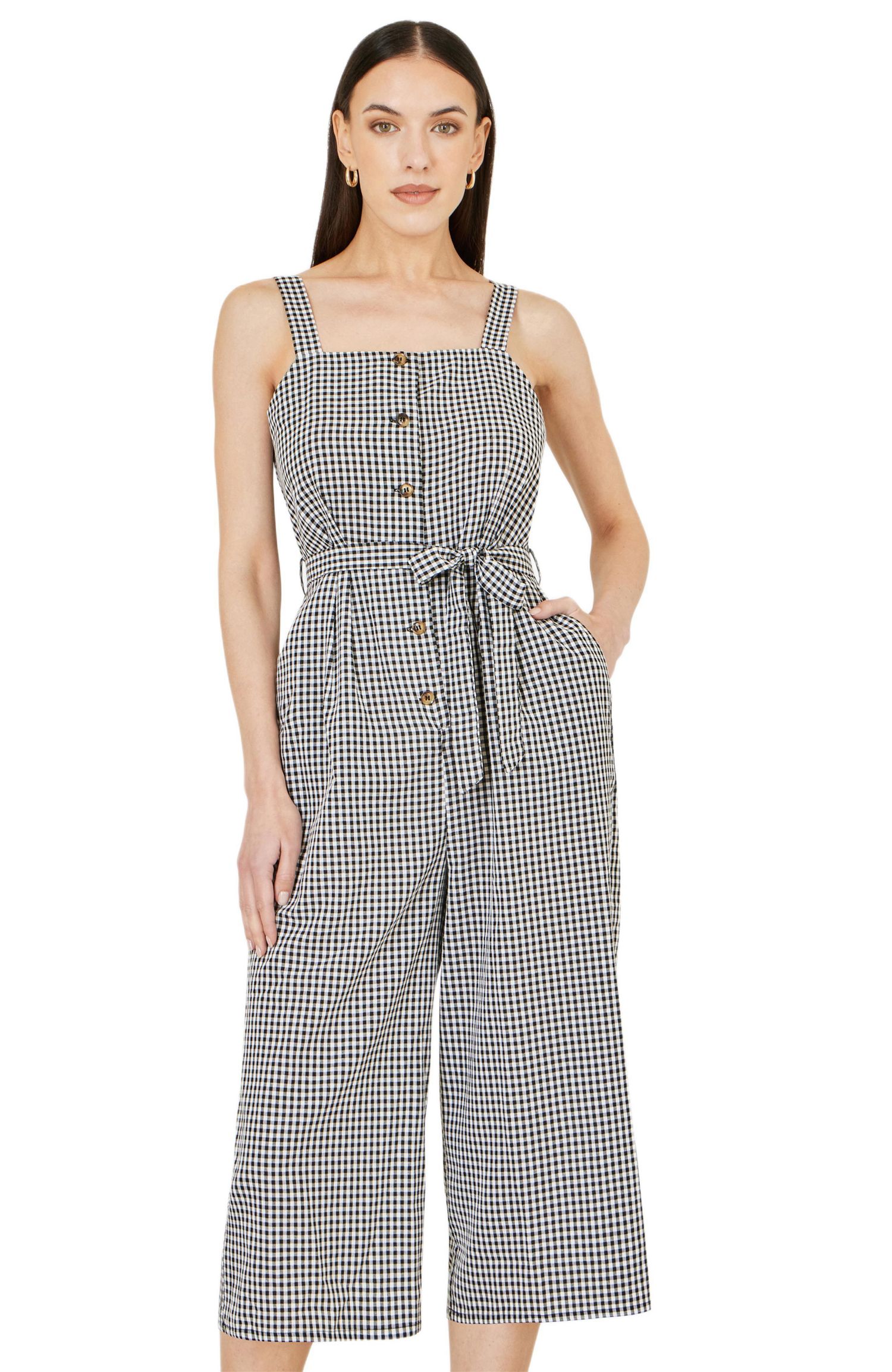 Women's Gingham Button Through Jumpsuit