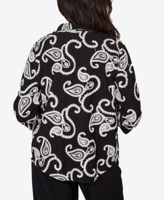 Petite Crowd Pleaser Paisley Embroidered Two In One Top 