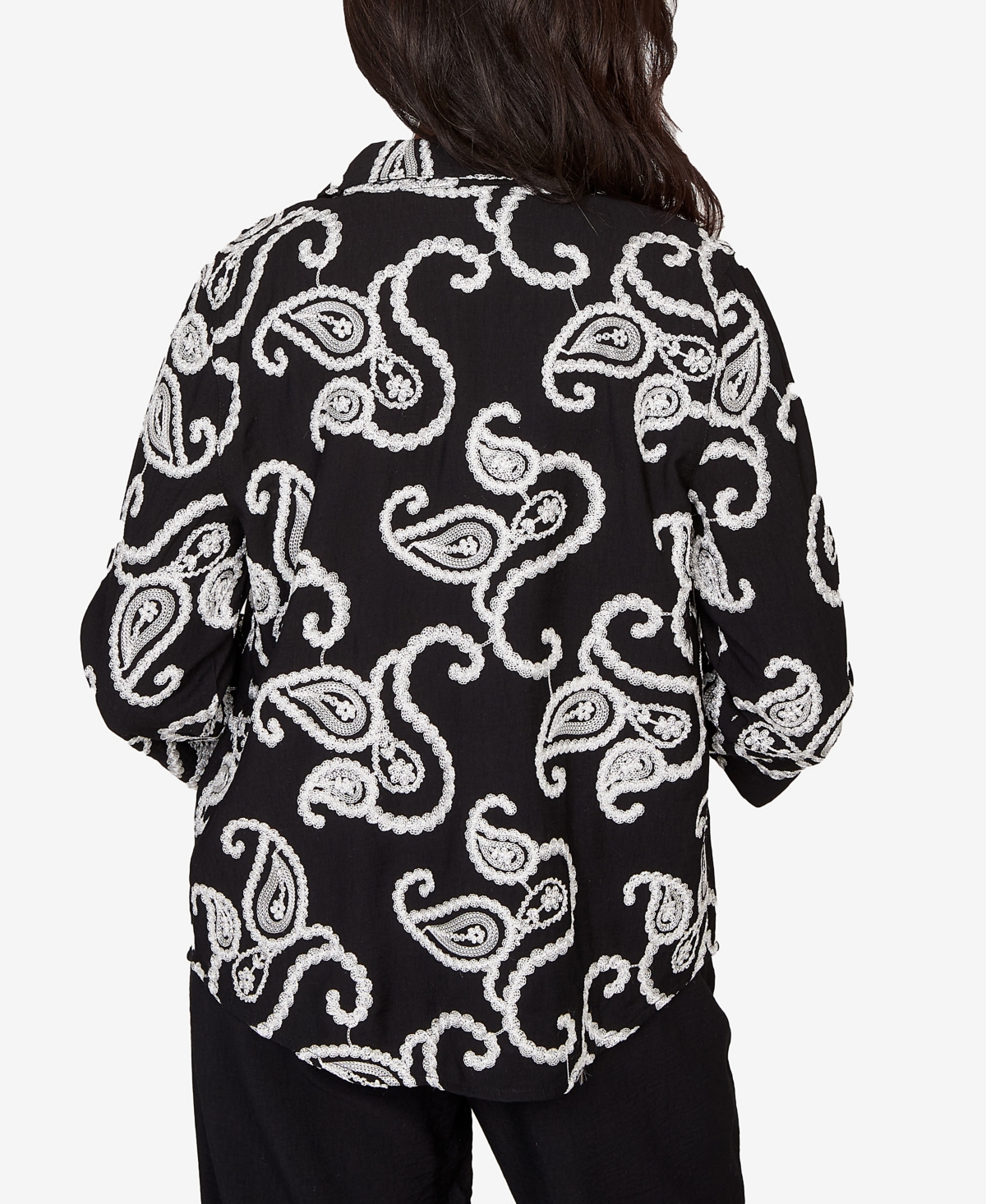 Alfred Dunner Petite Crowd Pleaser Paisley Embroidered Two One Top