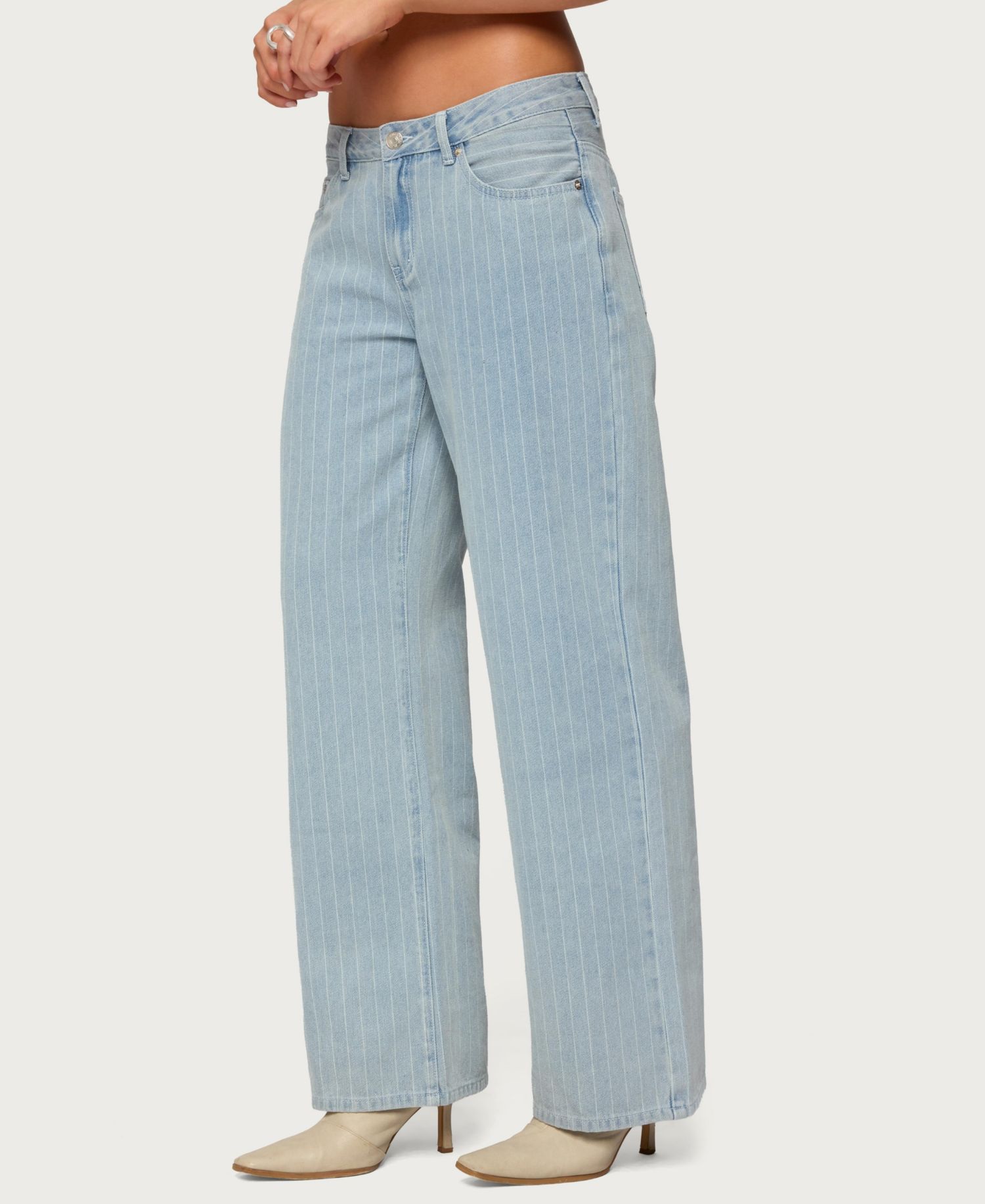 Women's Pinstripe Low Rise Baggy Jeans