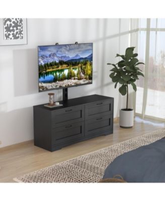TV Stand with Mount and 4 Drawers Storage Fits 32/45/55/65/75/80 Inch TVs, Black Entertainment Center w/Height Adjustable Mount for Living Room
