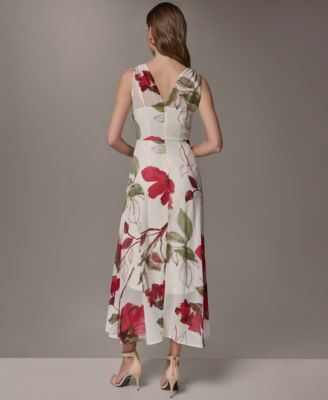 Women's Floral Faux Wrap Midi Dress