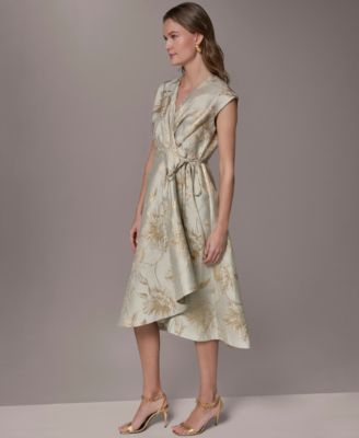 Women's Printed V-Neck Faux Wrap Dress