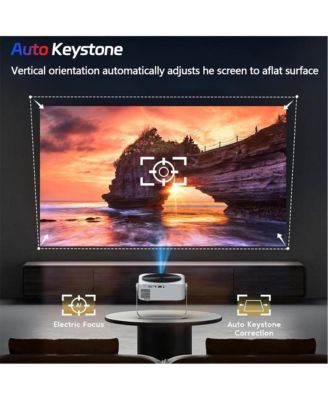 Portable 1080P Projector with 360° Stand, Auto Focus & Keystone, Netflix Built-in