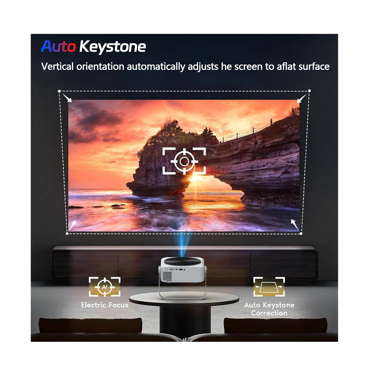 Artudatech Portable 1080P Projector with 360° Stand, Auto Focus & Keystone, Netflix Built-in