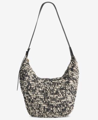 Marbled Straw Hobo Bag