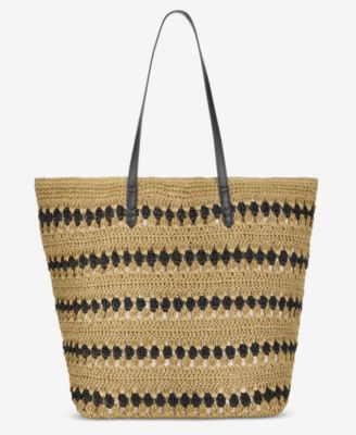 Geometric Straw Slouchy Tote Bag