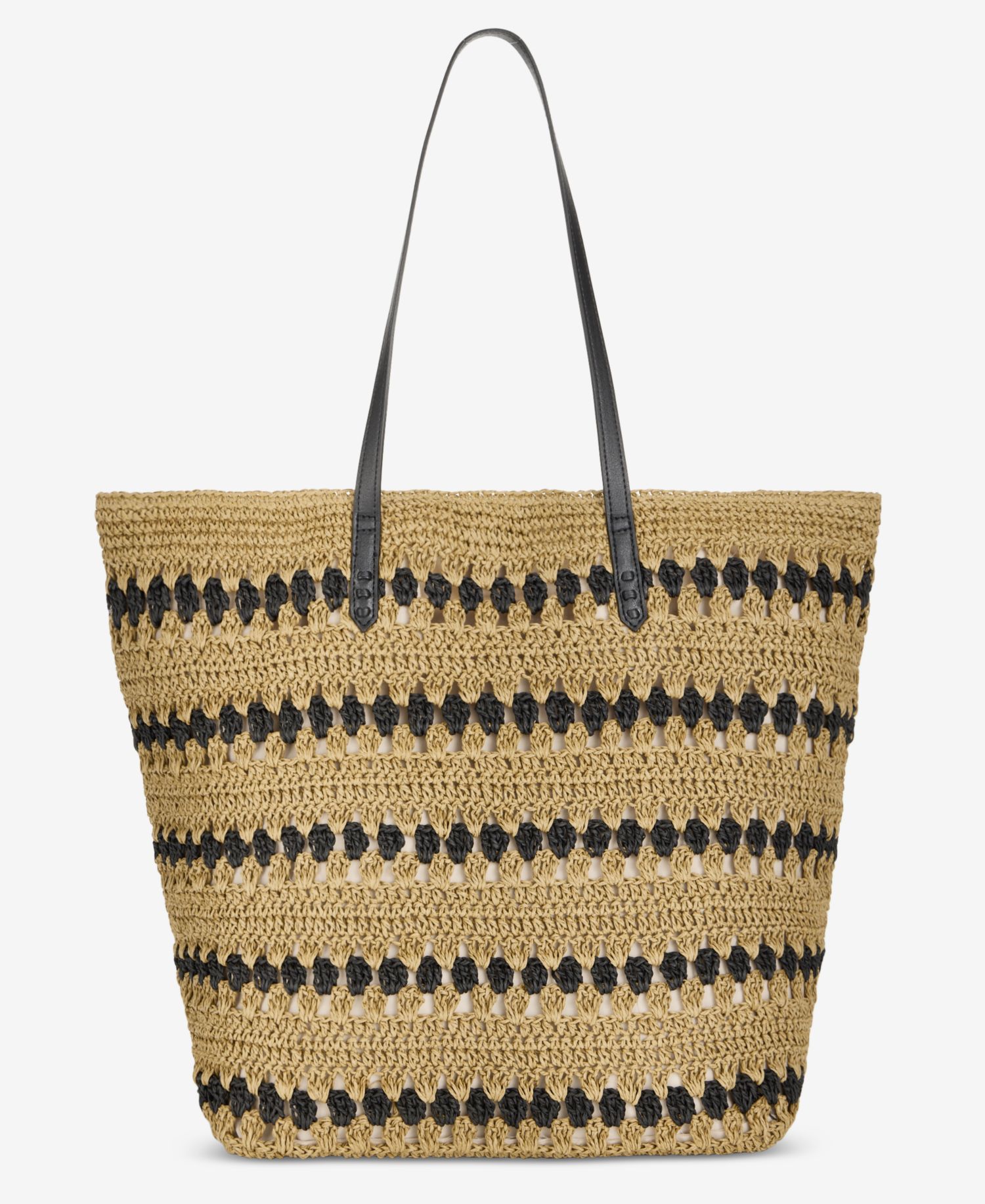 Geometric Straw Slouchy Tote Bag