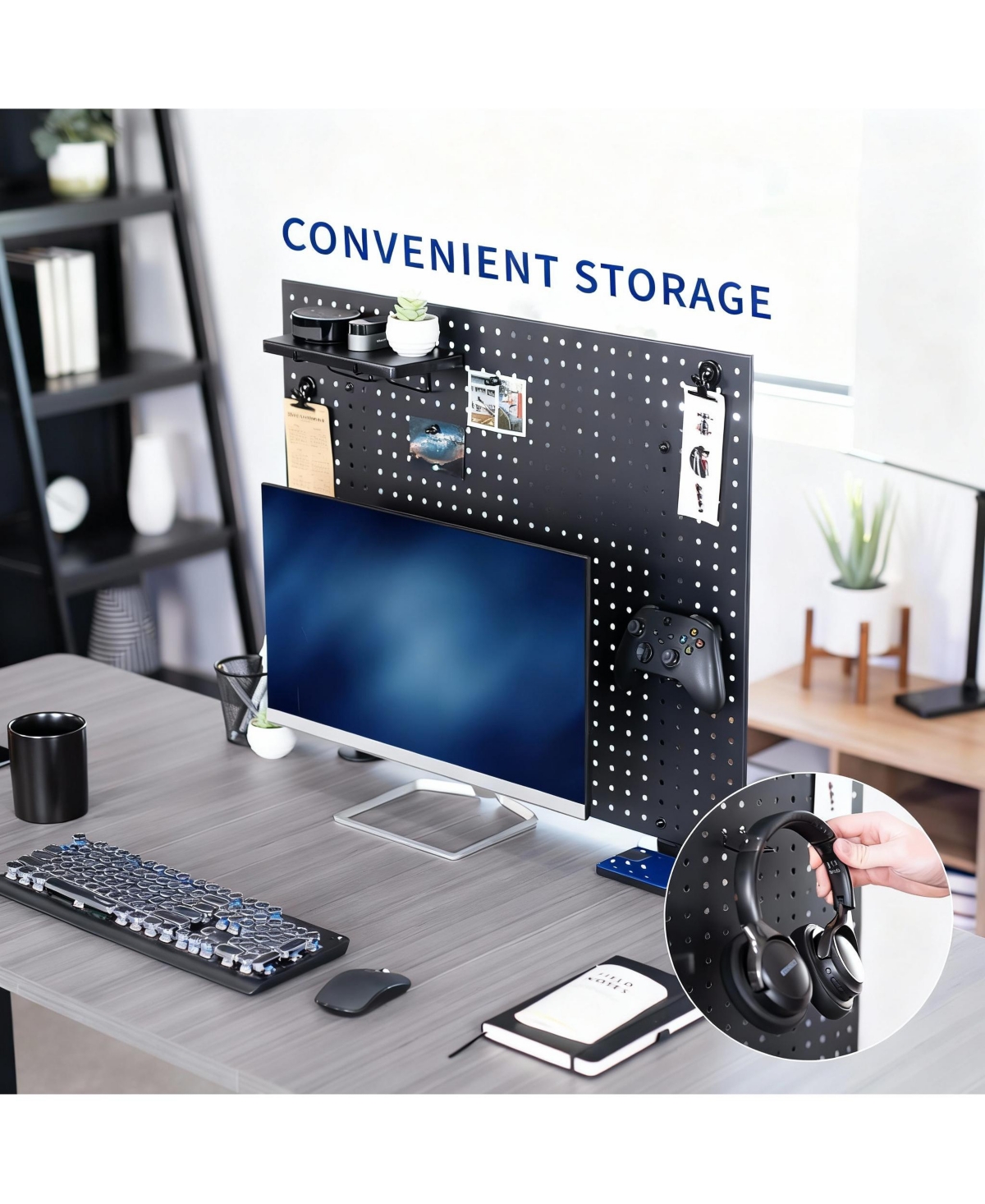 Yigii Magnetic Clamp-On Pegboard Organizer for Desk, Flexible Placement, Easy Installation
