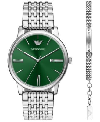 Men's Quartz Three-Hand Silver Stainless Steel Watch, 42mm