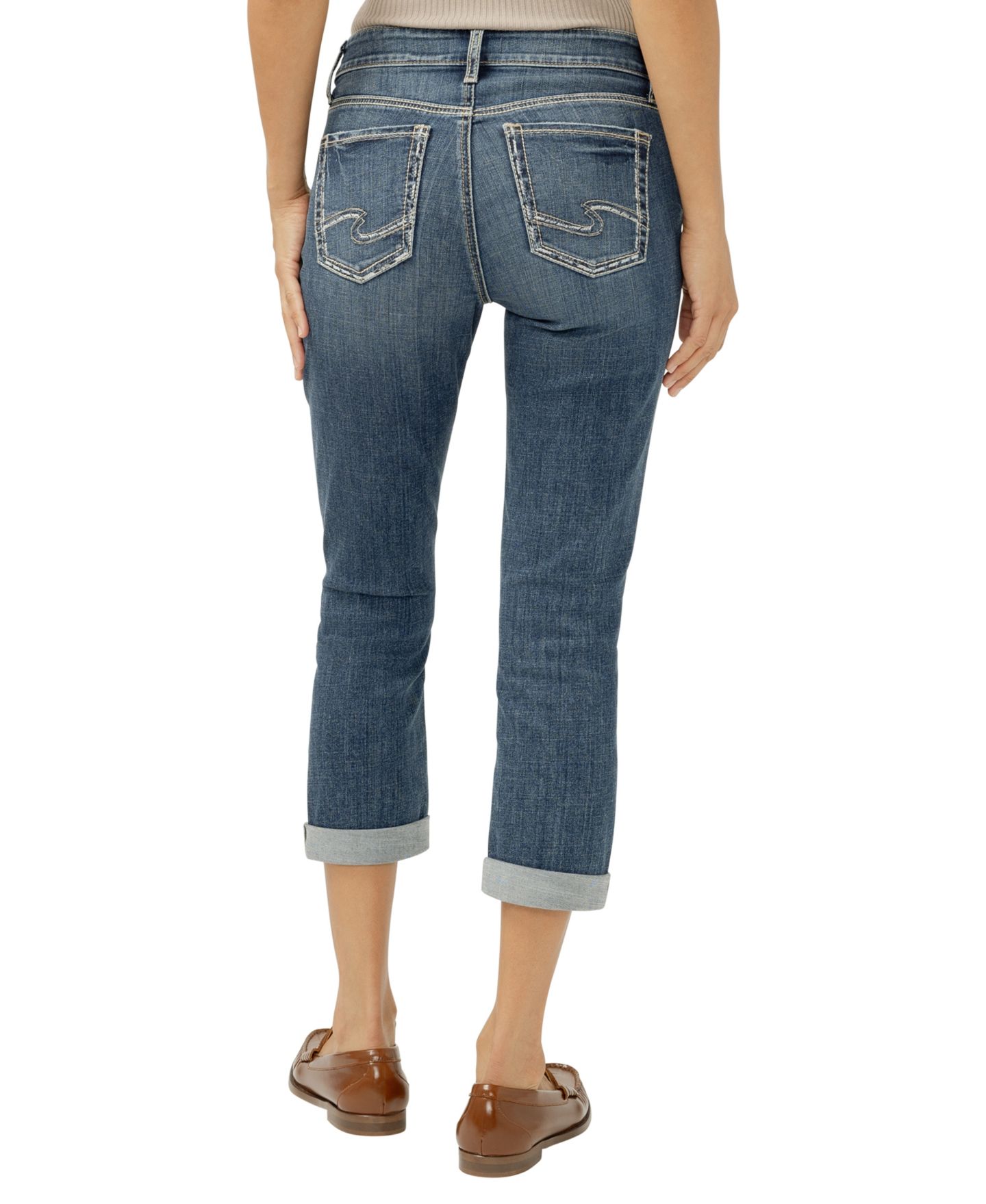 Женские джинсы Silver Jeans Co. Elyse Mid-Rise Luxe Stretch Capri, цвет: Beverly — фото 4