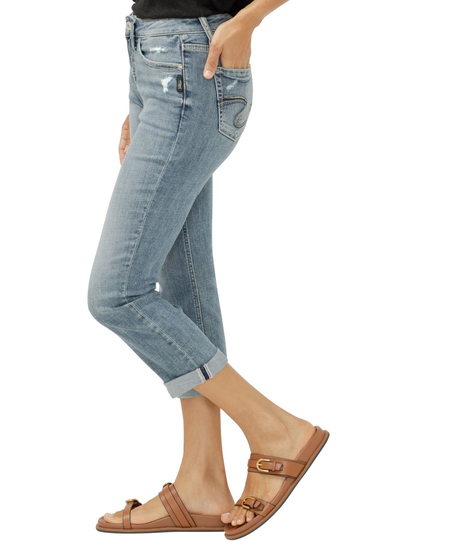 Женские джинсы Silver Jeans Co. Suki Mid-Rise Luxe Stretch Capri, цвет: Belle — фото 2