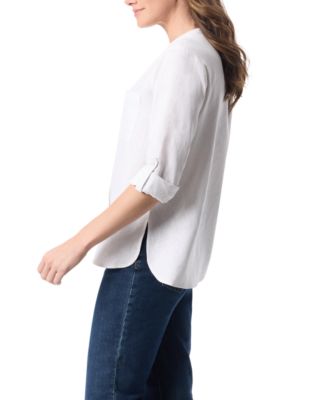 Women's Linen Band Collar Top