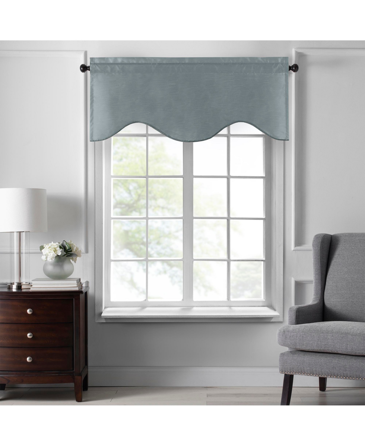 Elrene Home Fashions Colette Faux Silk Scalloped Window Valance