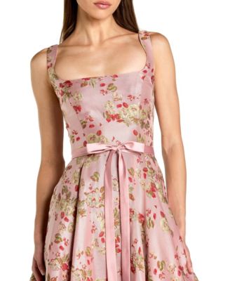 Women's Sleeveless Brocade A Line Midi Dress