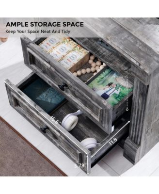 Farmhouse Nightstand with Charging Station and Storage