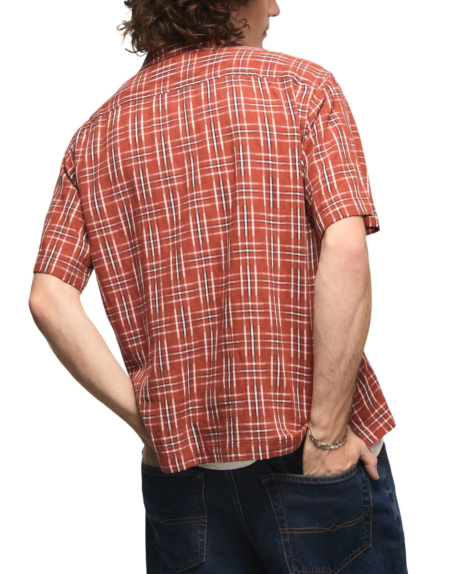 Men's Camp Collar Boxy Plaid Shirt