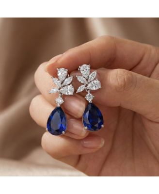 Dazzling White Gold Plated CZ Cluster Teardrop Earrings