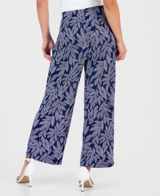 Petite Printed High Rise Pull-On Pants