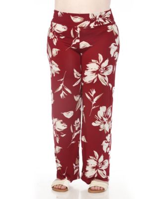 Plus Size High-Waist Floral Wide-Leg Pants