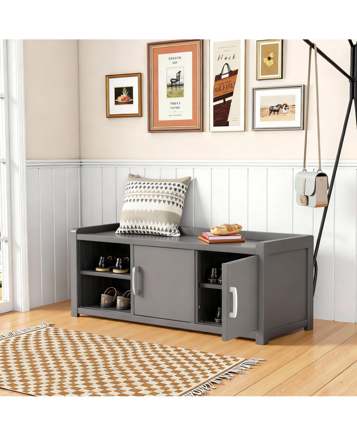 Yigii Waterproof Uv-Resistant Shoe Storage Bench with Seat for Indoor/Outdoor Use