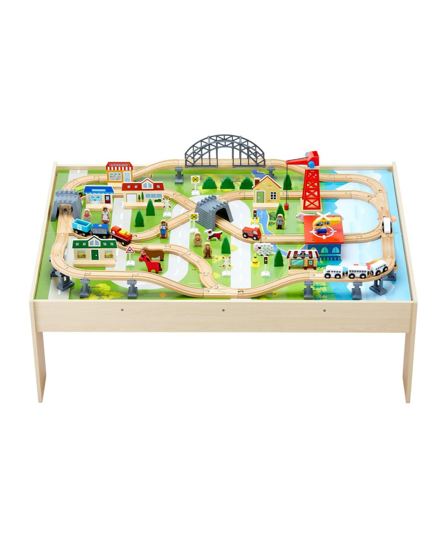 Детские фигурки SUGIFT 120-Piece Train Table with Collapsible Bin & 3-in-1 Design, цвет: Зелёный — фото 2