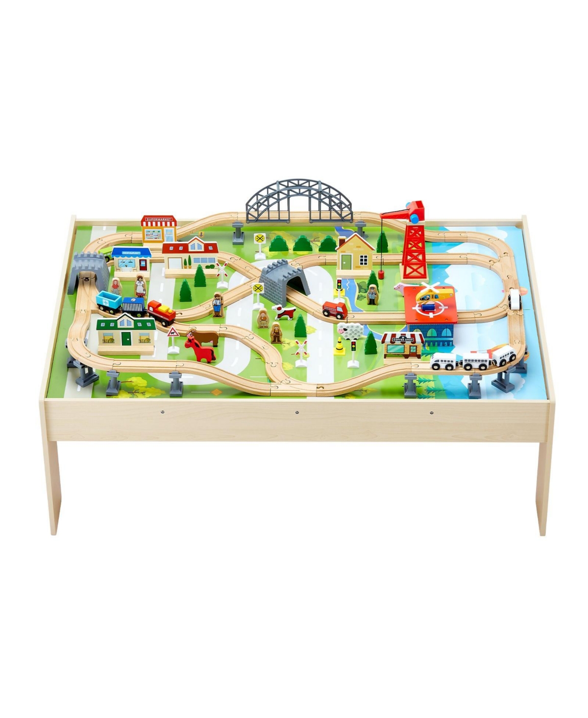 Sugift 120-Piece Train Table with Collapsible Bin & 3-in-1 Design