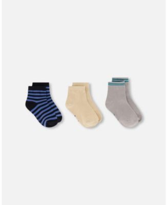 Boy Socks (3 Pairs) Set Striped Blue and Black - Toddler|Child