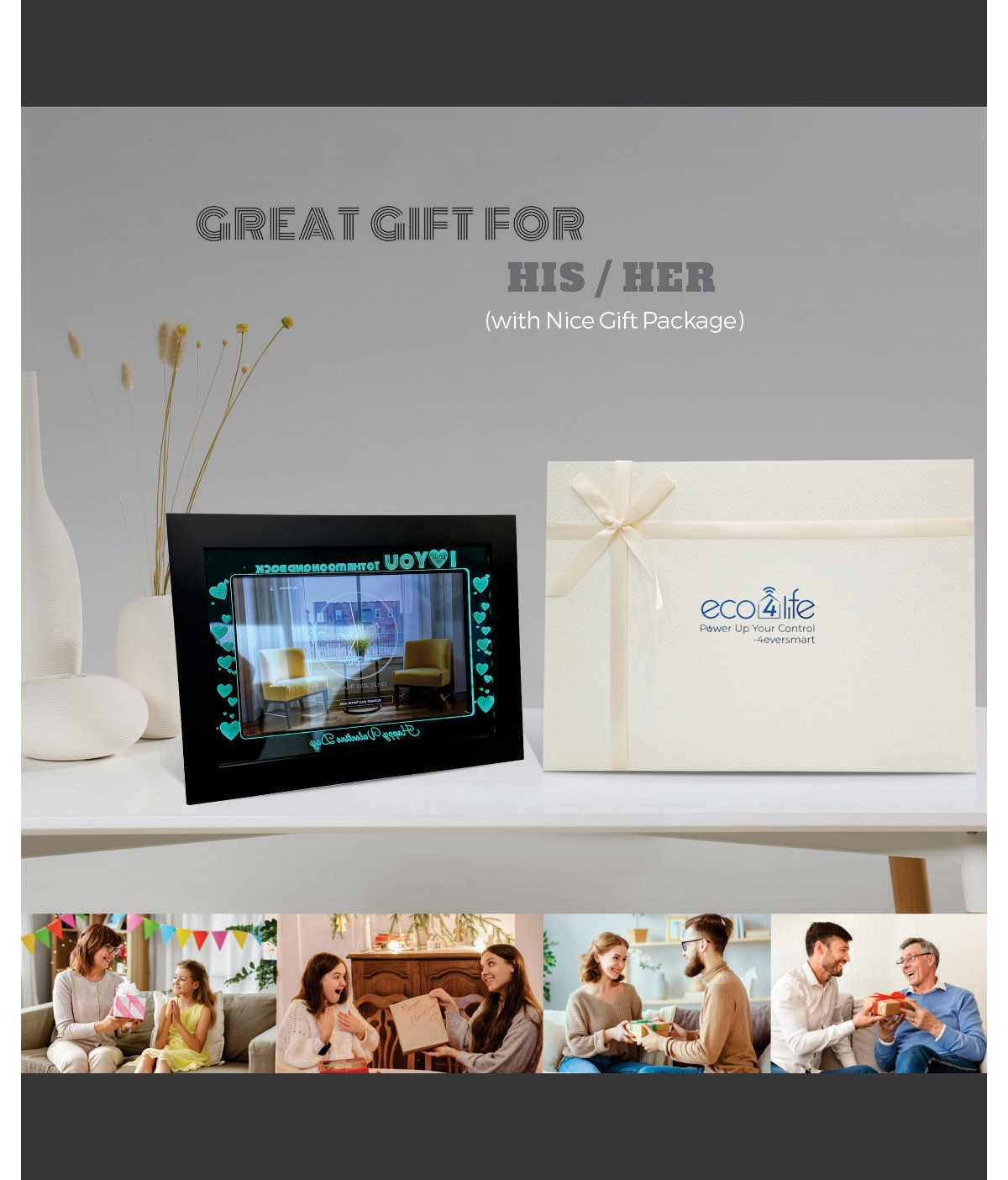 Eco4Life 10.1” Wifi Photo frame - Love Story Frame