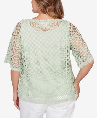 Plus Size Chemical Lace Pullover Sweater