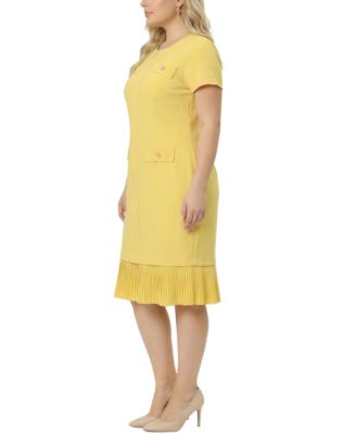 Plus Size Short-Sleeve Pleat Hem Dress