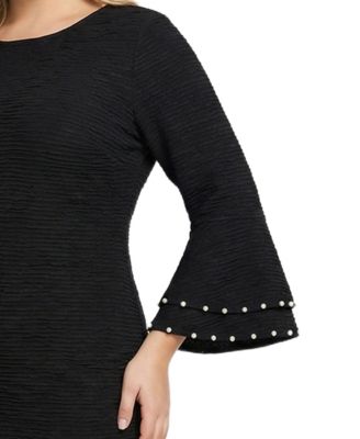 Plus Size Long-Sleeve Dress with Bell Cuffs