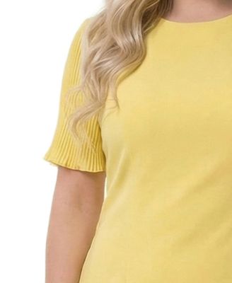 Plus Size Pliss&eacute; Pleated Short-Sleeve Dress