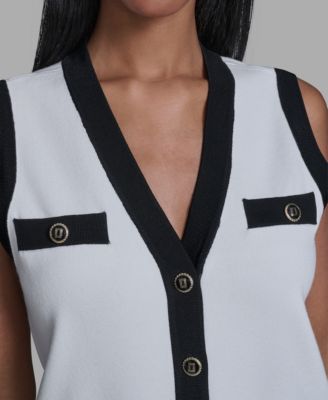 Women's Button-Down V-Neck Sweater