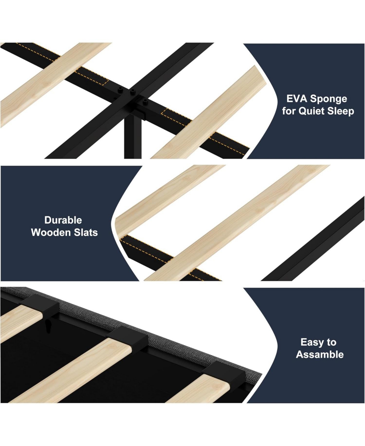 Gaomon Platform Bed Frame, Fabric Upholstered with 4 Storage Drawers, No Box Spring Needed, Wooden Slats Support, Noise Free