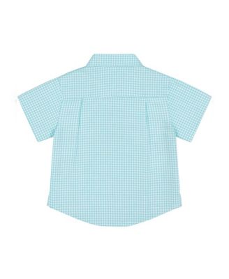 Toddler Boys Gingham Linen Look Camp Shirt