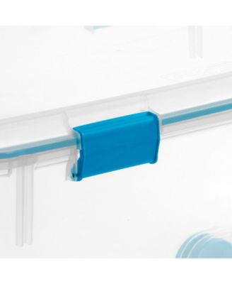 120 Qt Wheeled Gasket Box Stackable Storage Bin with Latch Lid, 3 Pack