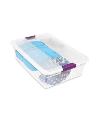 32 Quart Clear Under Bed Storage Container Tote with Latch Lid, 6 Pack