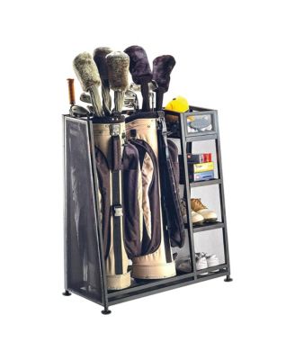 GO3216D Metal Golf Equipment Organizer Storage Rack w/ 3 Shelves, Black