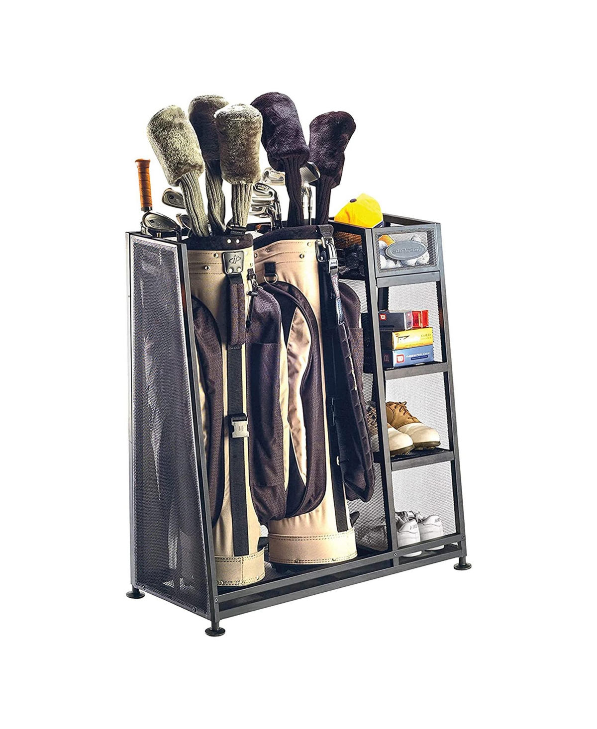 Suncast GO3216D Metal Golf Equipment Organizer Storage Rack w/ 3 Shelves