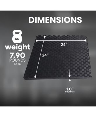 Foam Interlocking Exercise Floor Mat, 24 Square Feet, Black
