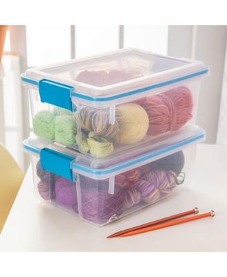 12 Qt Plastic Storage Bin Container Clear Gasket Sealed Box, (6 Pack)