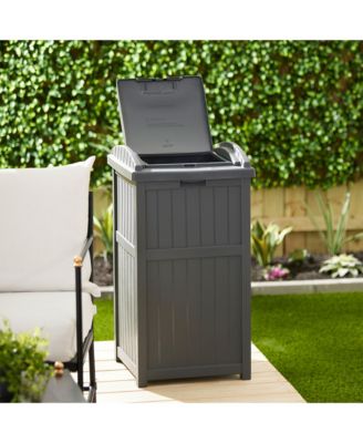 Suncast 30 Gallon Hideaway Trash Waste Bins for Outdoor, Cyberspace (2 Pack)