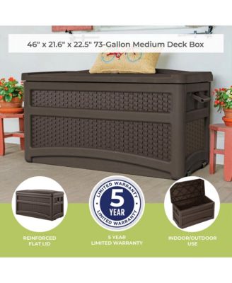 DBW7500 73 Gallon Outdoor Patio Storage Chest with Handles & Seat, Java
