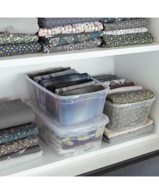 6 Qt Clear Plastic Indoor Storage Tub Tote Container & Lid, 12 Pack