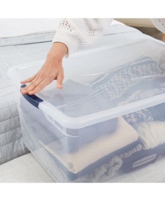 Cleverstore 95 Quart Clear Plastic Storage Container & Lid, (4 Pack