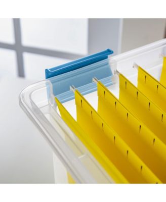 Gasket Box, Stackable File Tote Storage Bin with Lid, 32 Quart, 4 Pack