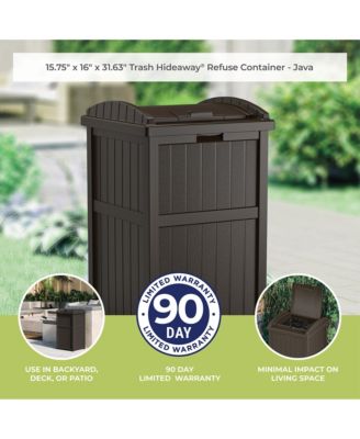 Trash Hideaway Outdoor 33 Gallon Garbage Waste Can Bin, Java (2 Pack)